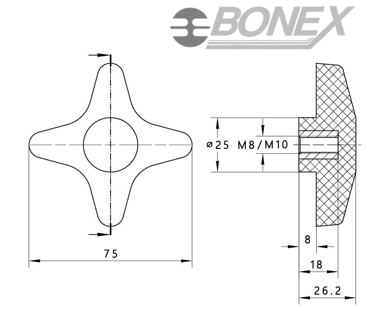 Pokrętło krzyżowe UR1 - BONEX