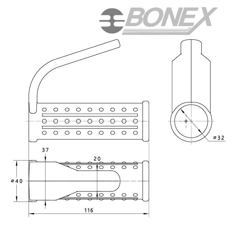 Rączka taczki, wózka z gardą - BONEX